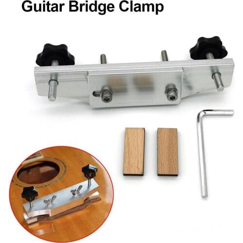 Metal Guitar Bridge Clamp Stainless Steel Guitar Bridge Bonding Tool For Luthiers With 2 Pcs Wooden Block Guitar Parts Accessory