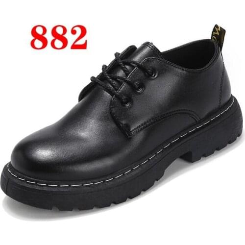 New mens single shoes fashion leather shallow mouth lace thick-soled non-slip lightweight comfortable casual shoes for men
