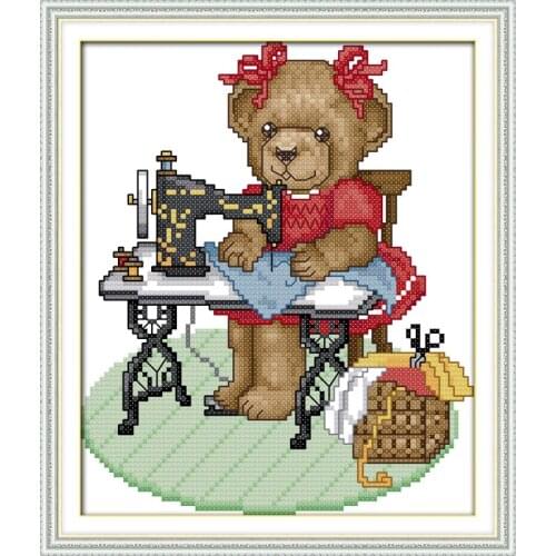 The tailor bear cross stitch kit cartoon 11ct count print canvas stitches embroidery DIY handmade needlework plus
