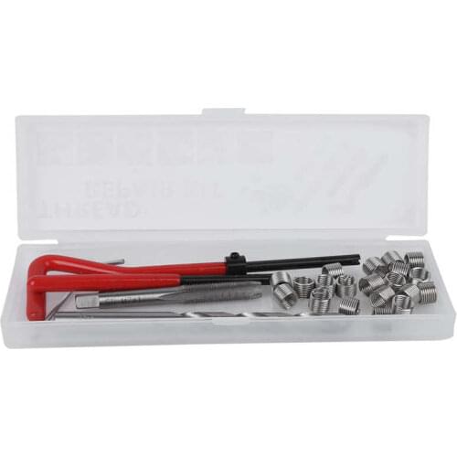 25Pcs M7 Thread Repair Insert Kit with Transparent Plastic Box for Processing Machinery Hand Tools Kit