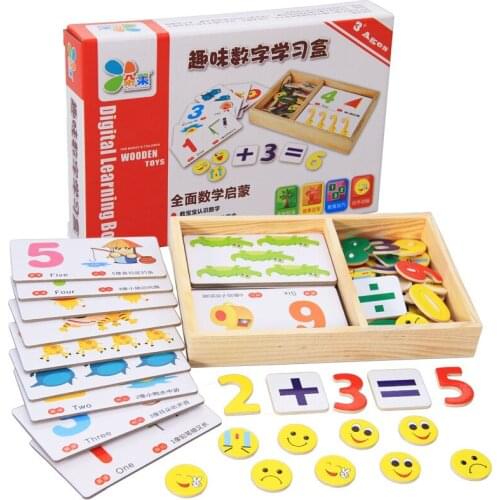 2019 New Multi-functional Kids Early Numbers Learning Math Educational Wooden Toy Box Gift for Children 3-8 years
