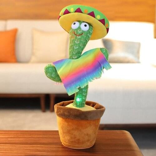New Electronic Dancing Cactus Singing Decoration Gift for Kids Funny Early Education Toys Knitted Fabric Plush Toys