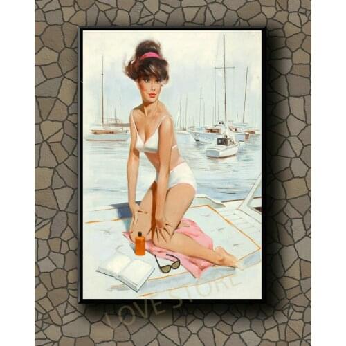 P067 Vintage Beautiful Pin-up Girl Classic Picture 186 Silk Fabric Poster Art Decor Indoor Painting Gift