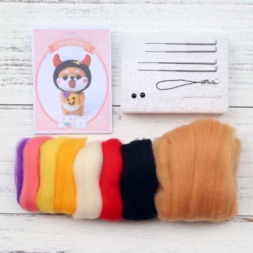 Lovely Dog Wool Felt Craft DIY Unfinished Poked Set Handcraft Kit for Needle Material Bag Pack Handmade E56C