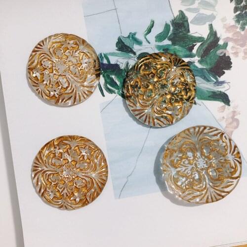 DIY handmade original Japanese expensive and Baroque retro flower tracing gold round hair ornament pendant accessory material