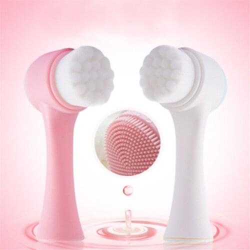 Portable Double Side Silicone Facial Cleanser Wash Brush Blackhead Removal Face Cleaning Massage Face Wash Product