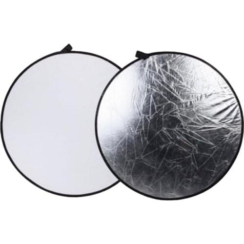30cm 12inch Portable Light Reflector Collapsible Light Diffuser Round Photography White Silivery Reflector For Studio Photo Disc