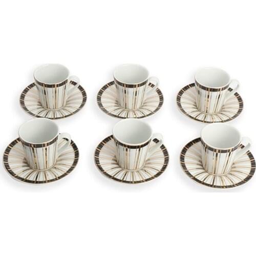 6'Lı Porcelain Patterned Gilt Coffee Team
