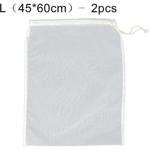 Durable 2Pcs Teabags Home Reusable Empty Scented Tea Bags Drawstring 200 Mesh Nylon Wine Coffee Brew Heal Seal Filter Bag