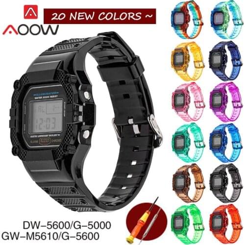 Transparent Resin Sport Strap Bezel for Casio G-SHOCK DW5600 GW-5610 Soft Men Replacement Watch Band Protective Case Refit Kit