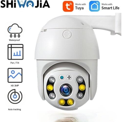 SHIWOJIA 3MP4 times zoom Tuya Smart Life Cloud Alex Surveillance Camera Action Cctv Security Wifi Ptz Outdoor Camera
