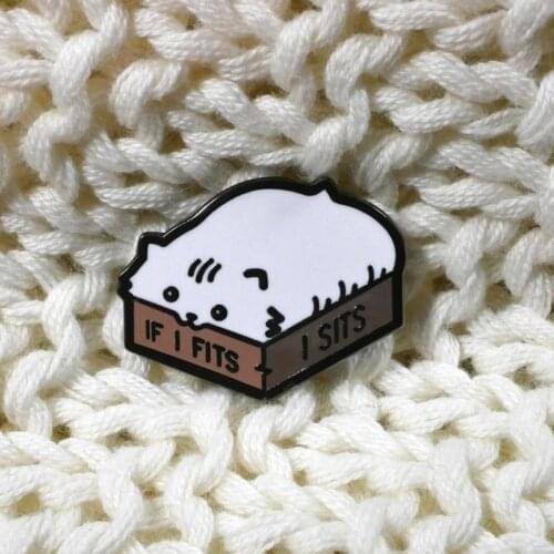 Cute Cat Pin If I Fits I Sits Enamel Pin Gift for Cat Lover