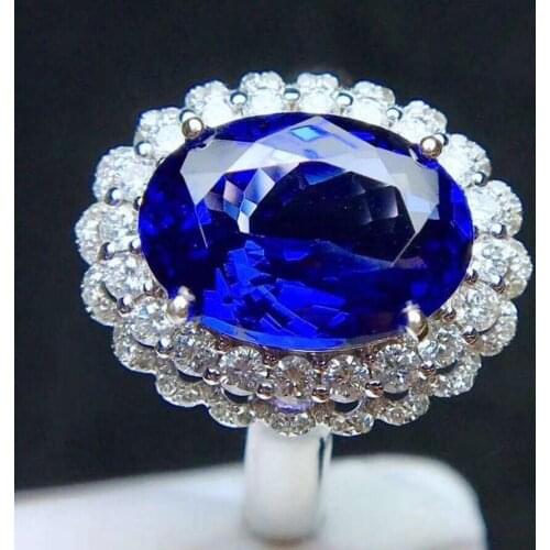 Blue sapphire Ring 925 sterling silver inlaid sapphire ring High quality For Men or Woman Gem 10*14mm