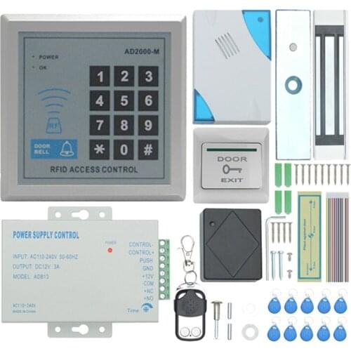 TZAD2000M-02 RFID Door Access Control System Kit,Home Security System with 280Kg Electric Magnetic Lock Power Supply Proximity D