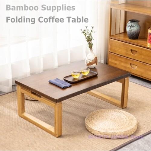 100x55x31cm Bay Window Table Small Coffee Folding Desk Home Furniture Japanese Style Bamboo Supplies Walnut Desktop Quality Gift