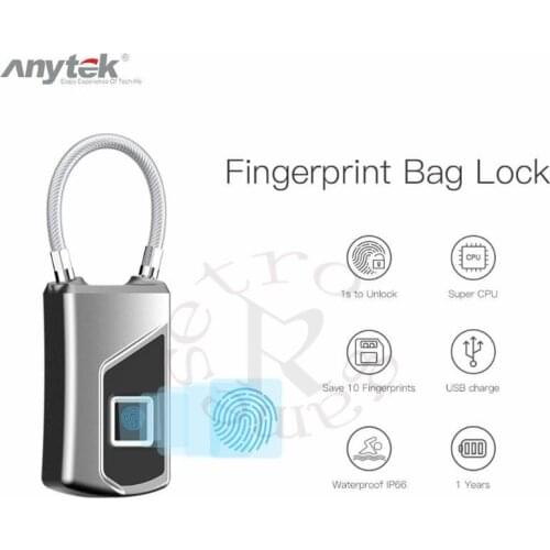 Anytek L1+ New L1 Plus Smart Keyless Fingerprint Lock IP65 Anti-theft Door Suitcase Padlock