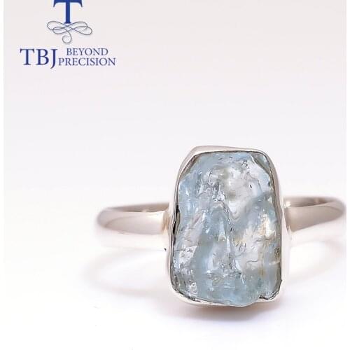 TBJ,2020 new handmade aquamarine Ring natural gemstone free from original Jewelry 925 sterling silver women birthstone