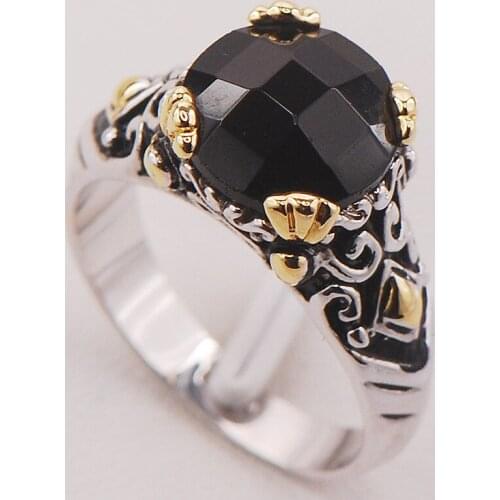 Black Onyx Women 925 Sterling Silver Ring F689 Size 6 7 8 9 10