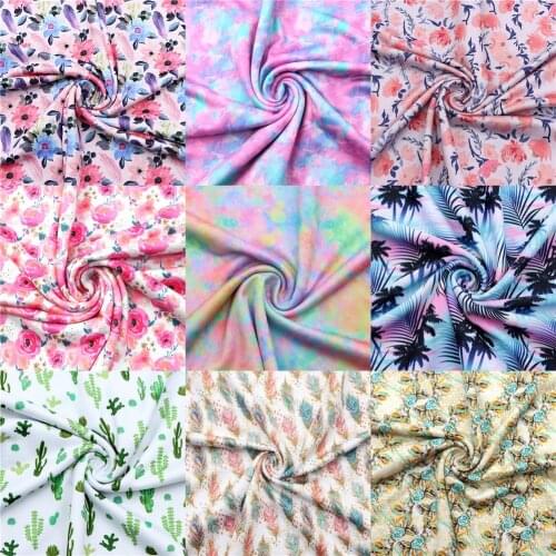 1/2yard Floral Tie Dye Cactus Flower Print 4 Way Stretch Spandex Knitted Fabric For Baby HeadWrap Legging Sewing Quilting Fabric