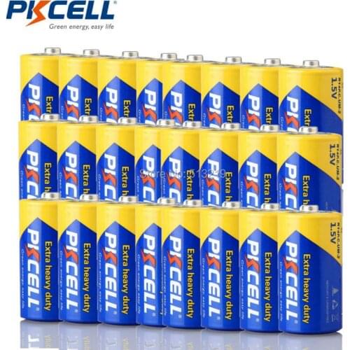 24 X PKCELL 1.5V ZINC CARBON R14, UM2, MN1400 FOR TOYS, GAMES, RADIO Size C R14P UM2 Batteria Batteries