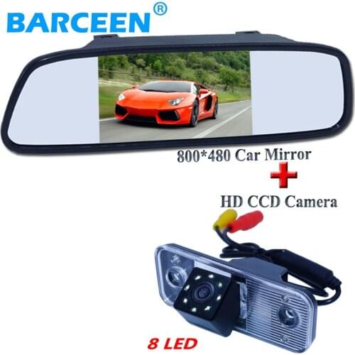 5" car screen monitor plastic shell material sunvisor+ 8 led car rearview camera fit for Hyundai new Santafe Santa Fe Azera