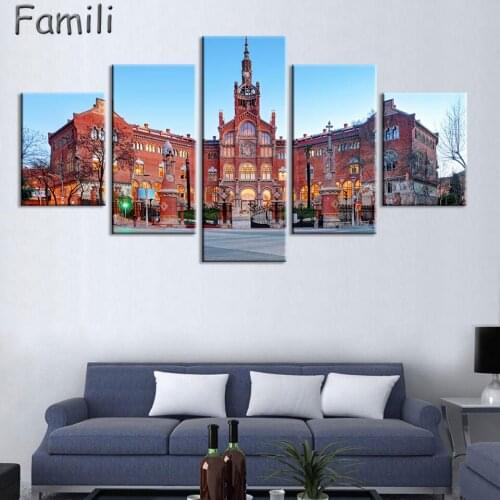 5Panel Living room home wall modern art decoration fabric poster Spain city landscapes Canvas Poster Print,art print