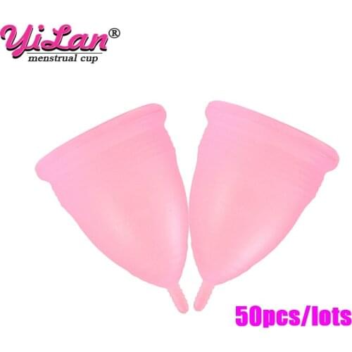 50pcs/Lots Feminine Hygiene Menstrual Cup Medical Grade Silicone Copo Menstrual de Silicone Medica Reusable Women Cup Wholesale