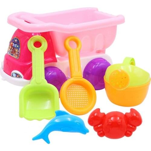 6Pcs/Set Baby Beach Toy Easy-carrying Multiple Styles Interactive Beach Sand Bucket Castle Set for Outdoor By the Sea