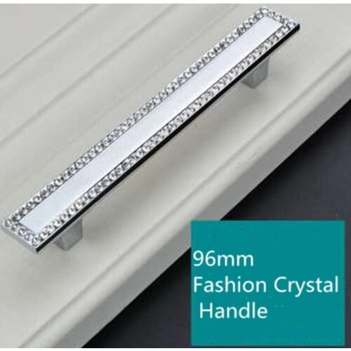 96mm modern fashion crystal furniture handle silver /chrome kitchen cabinet cupboard dresser drawer pull handle knob 3.75"