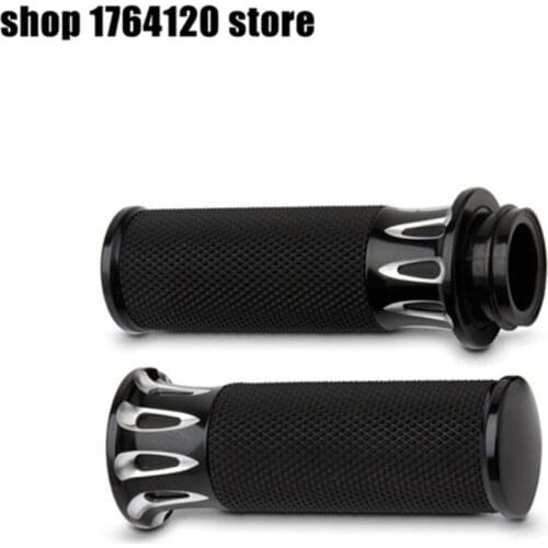 Motorcycle Handle Bar Hand Grips Electronic 1"25mm Black Aluminum CNC For Harley Sportster Touring Dyna Softail Custom