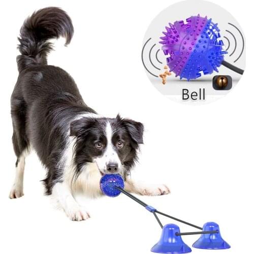 Pet Dog Teeth-Grinding Toys Rubber Dog Chew Toy Toothbrush Double Suction Cup Pull Ball Cleaning Supplies Food Dispenser