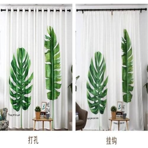 Customized curtain green curtains plant banana leaf curtain living room bedroom small fresh shading
