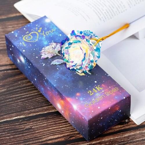 Simulation Eternity Rose Rainbow ValentineS Day Romantic 24K Gold Foil Flower Wedding Gift Beautiful LED Luminous Rose Flower