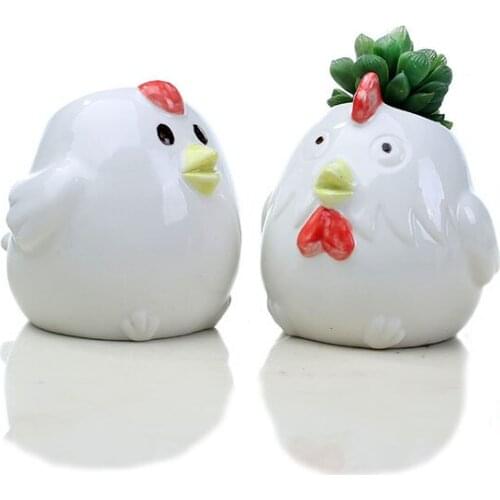 Ceramic Cock Hen Flower Pots Planters Animal Flowerpot Bonsai Succulents Plants Desktop Decoration Garden Supplies Pot