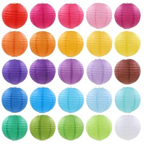 Chinese Paper Lantern Birthday Wedding Party Decoration Children DIY Crafts Lampion Paper Hanging Balls Party Supplies 32colors