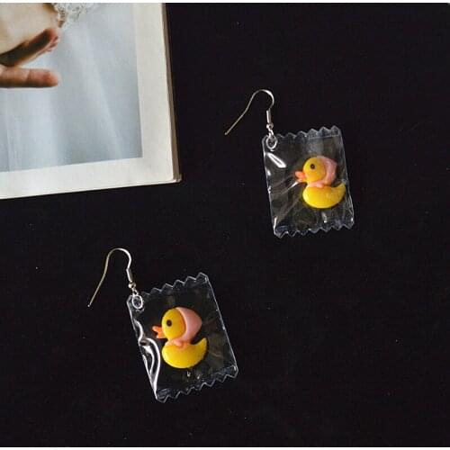 Korean ear hook sweet personality simple simulation candy Earrings cute girl childrens candy transparent Earrings Earring