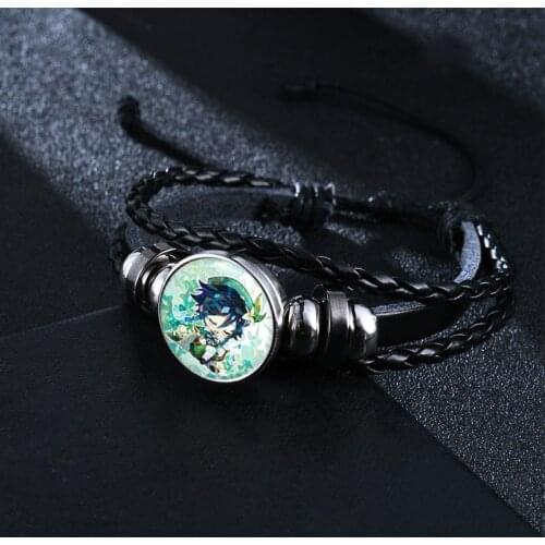 Game Genshin Impact Leather Bracelet Anime Cartoon Figure Wristband Bracelets Jewelry Gifts
