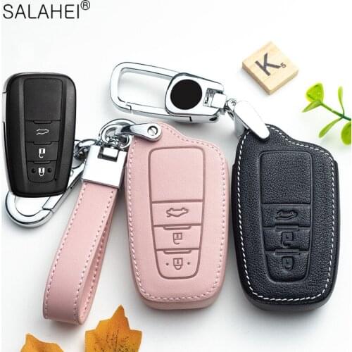 Leather Car Key Cover Case For Toyota Prius Camry Corolla C-HR CHR RAV4 Prado Auris Avensis Land Cruiser 200 Prado Crown Revo