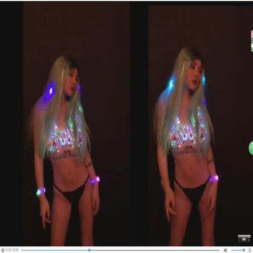 Colourful led light up bra cosplay costume nightclub bar sexy dance underwear