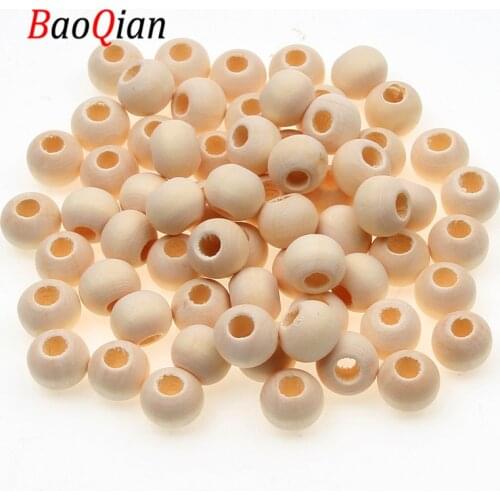 Natural Wooden 10-40mm Large Hole Round Wooden Beads Optional DIY Jewelry Production Necklace Bracelet Gasket Beads