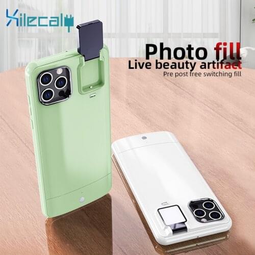 Battery Cover Portable Selfie Light Phone Case for iPhone 12 11 Pro Max 12 Capa Circle LED Light Selfie in Dark Cover