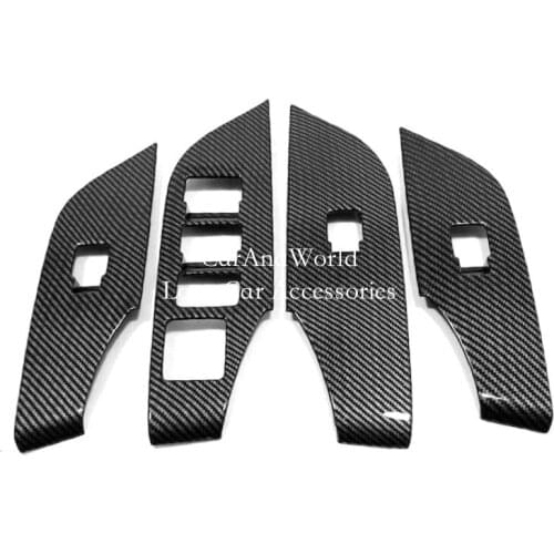 Car Door Armrest Panel Cover Interior Window Glass Lift Switch Button Trims For Toyota RAV4 RHD 2019 2020 ABS Chrome Accessories