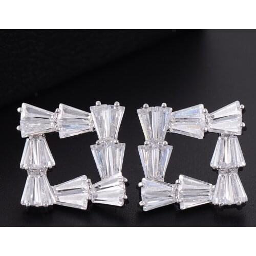 LARRAURI Fashion Small Square Shaped CZ Cubic Zirconia Stud Earrings For Women Girls Jewelry boucle d'oreille femme