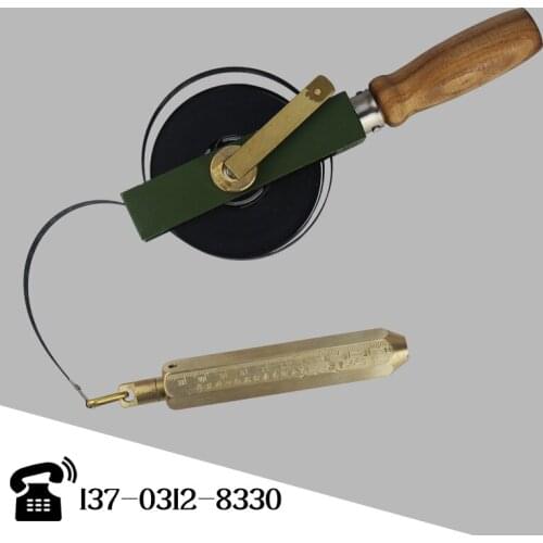 Wooden handle oil dipstick / petroleum depth gauge / 5 meters stainless steel copper head carbon steel ruler