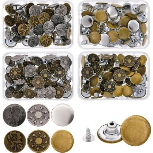 40 PCS/Set Jeans Button Tack Buttons Metal Replacement Craft Working Kit DIY Clothes Accessary