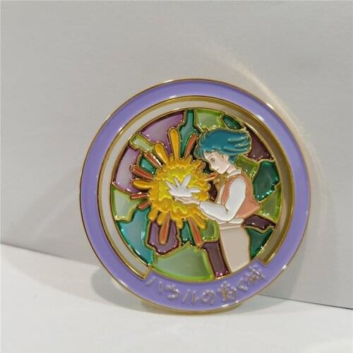 Cosmile Anime Howls Moving Castle Howl Sophie Metal Badge Pin Brooches Gift Decor Round Shape Fashion Cosplay