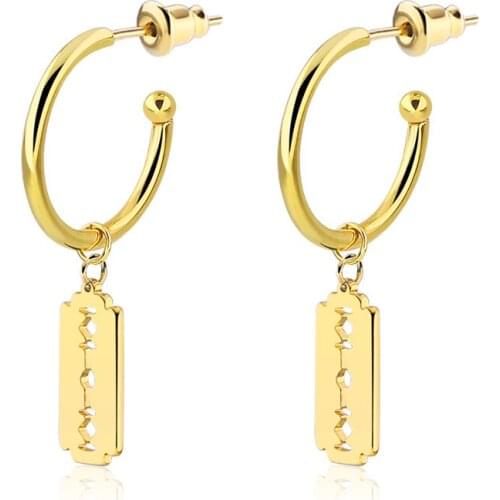 Fashion Cool Punk Razor Blade Dangle Earrings 2019 For Men Women Unisex Geometric Drop Earrings Jewelry Gift