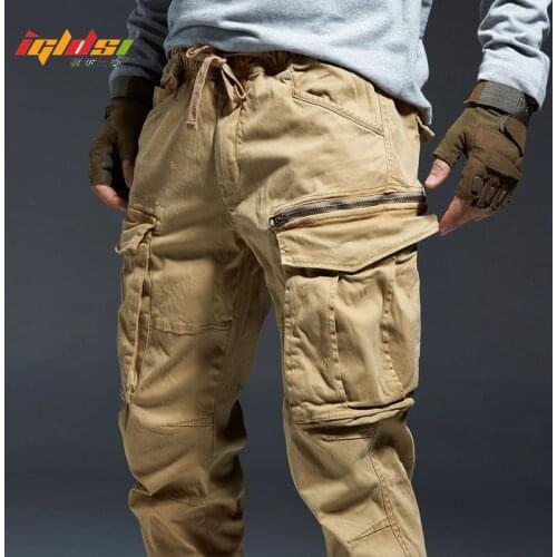 Mens Joggers Cargo Pants Multi Pockets Military Style Tactical Pants Cotton Male Outwear Straight Casual Long Trousers for Men