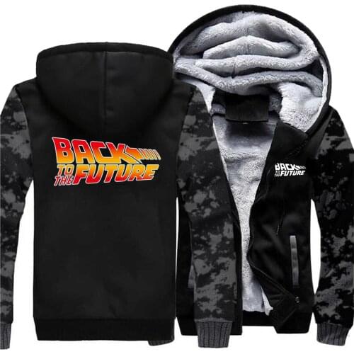 Back To The Future Movie Vintage Hooded Men 2019 Autumn Winter Thick Camouflage Hoodies Mens Jackets Plus Size Fashion Coat