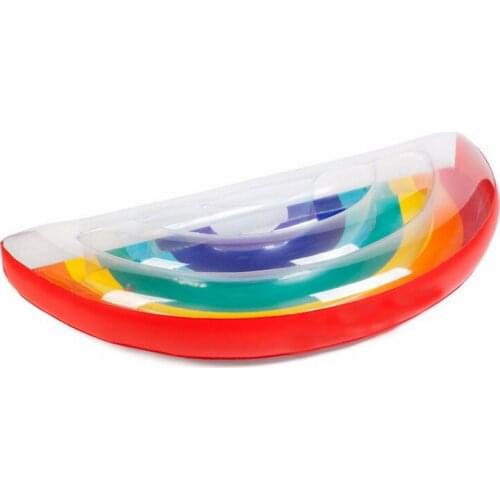 Inflatable swimming ring adult PVC rainbow floating row pineapple water inflatable floating drainage bed